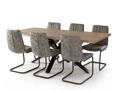 200CM DINING TABLE WITH SPIDER LEG & 6 GREY JUNO DINING CHAIRS