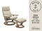 LARGE CONSOL CLASSIC CHAIR WITH FOOTSTOOL - CREAM